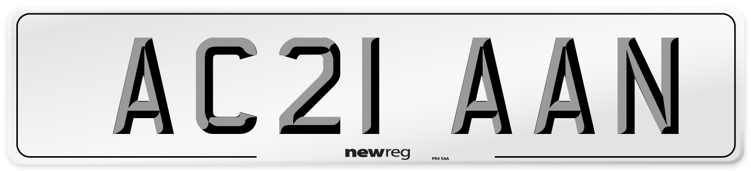 AC21 AAN Number Plate from New Reg